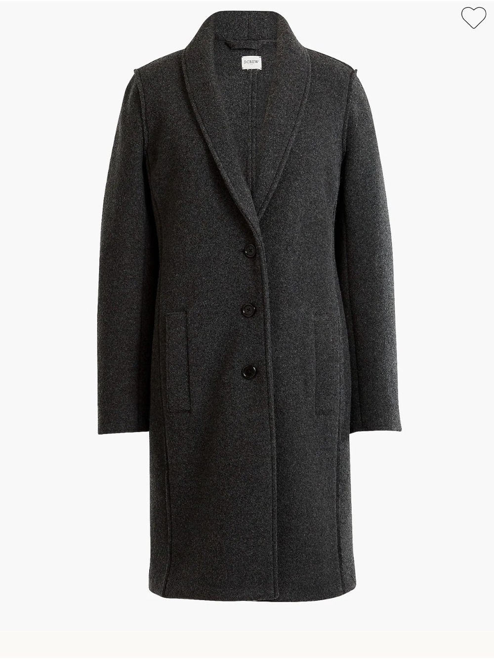 J. Crew Dark Charcoal Boiled wool topcoat